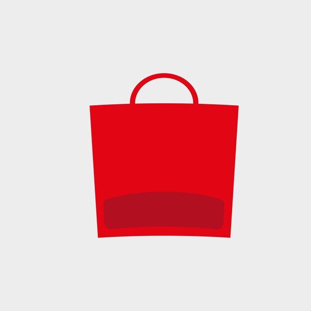 bolsa de compras en blanco roja en diseño vectorial plano