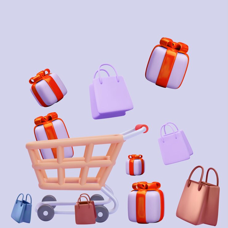 Vector bolsa de compras, carrito de compras, caja de regalos, elemento del viernes negro.