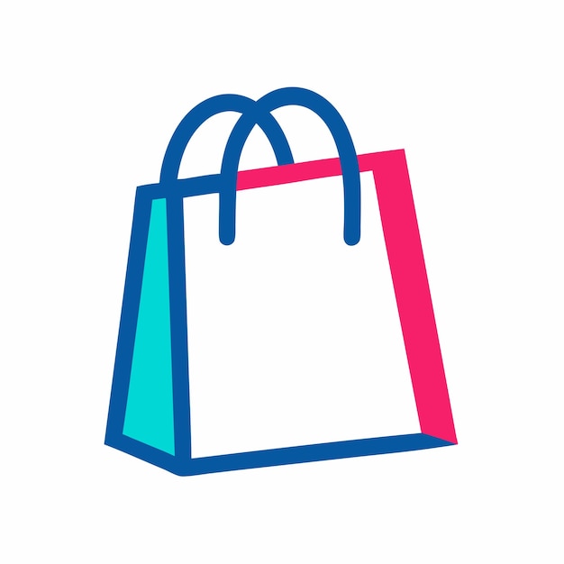 una bolsa de compras colorida con un diseño azul y rojo en ella