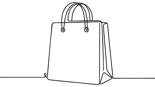 Bolsa de compras en estilo de dibujo artístico de línea continua