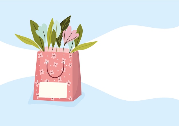 Bolsa de compras con flores