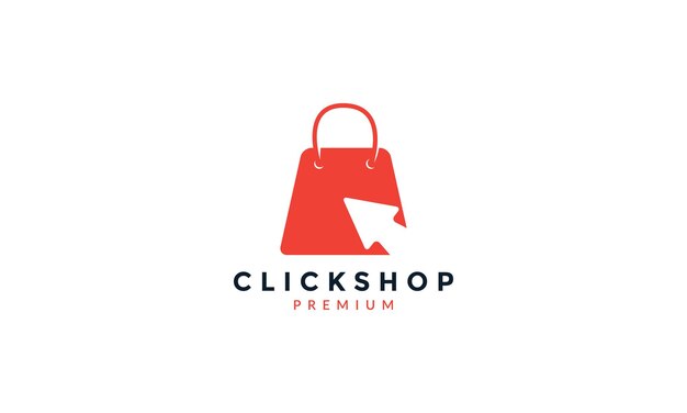 Bolsa de compras haga clic en comprar logo icono vector diseño