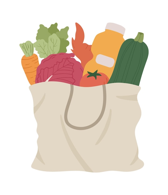 Vector bolsa de compras con icono de verduras ilustración vectorial