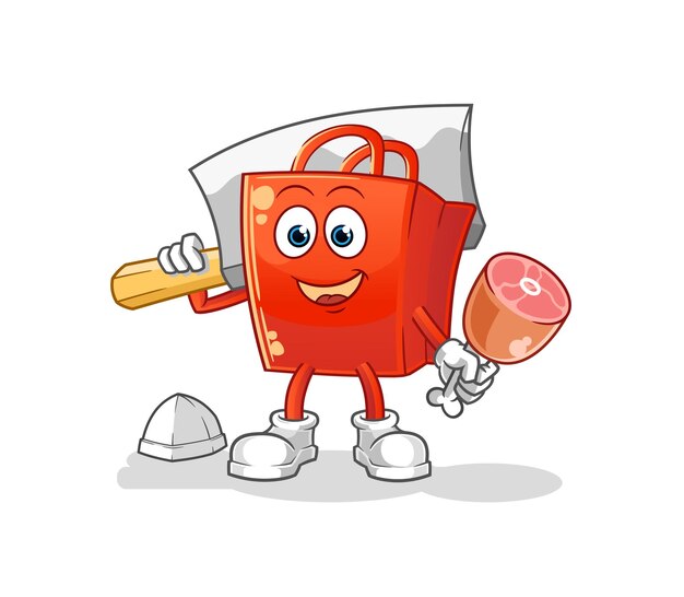 bolsa de compras Ilustración de carnicero. vector de caracteres