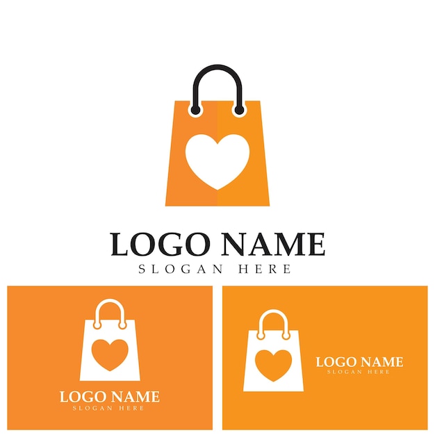 Bolsa de compras logo amor vector logo