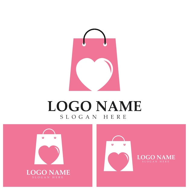 Bolsa de compras logo amor vector logo