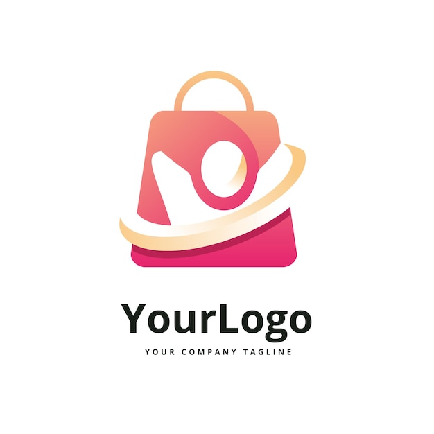 Vector bolsa de compras y logotipo degradado de personas.