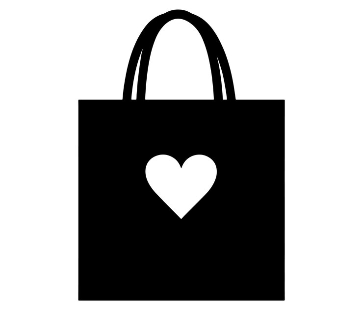 Vector bolsa de compras negra con corazón ícono de bolsa de compras vector de silueta de la bolsa de compras