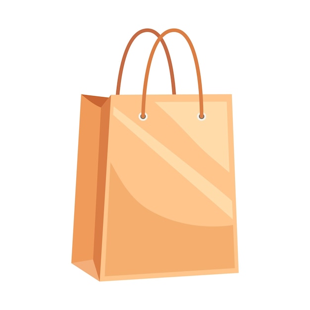 Bolsa de compras de papel con mangos de pie ilustración en fondo blanco