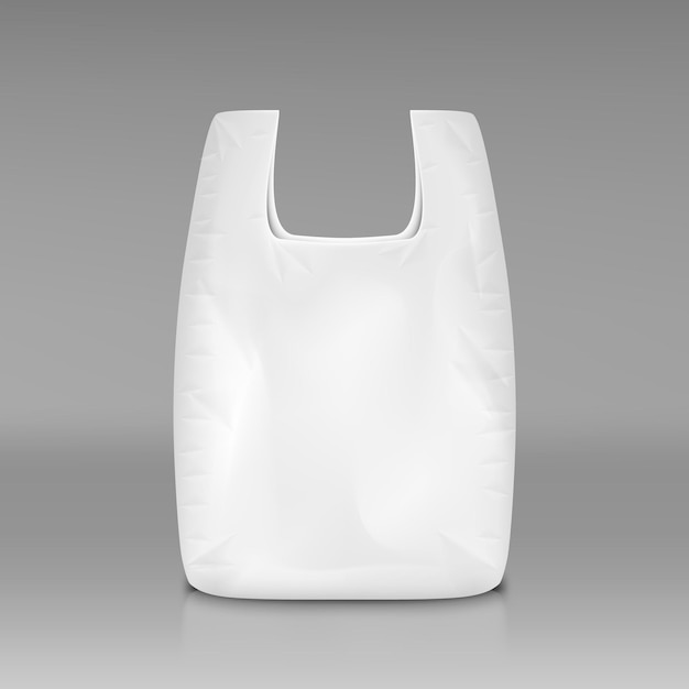 Bolsa de compras de plástico desechable blanca y transparente en 3D