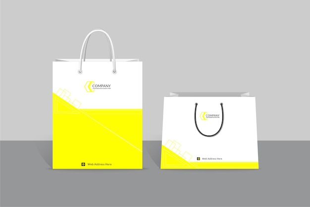 Bolsa de compras profesional comercial color amarillo branding papelería