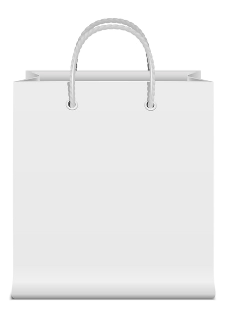 Vector bolsa de compras realista maqueta de papel en blanco blanco