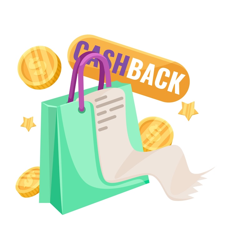 Vector bolsa de compras turquesa con un recibo en desarrollo monedas de oro reembolso concepto de reembolso ilustración vectorial
