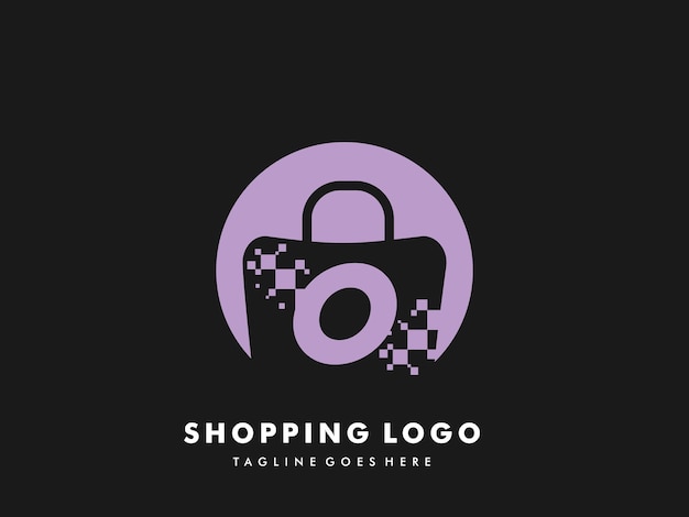 Bolsa de compras vectorial círculo aislado con letra o, icono de compras rápidas, tienda rápida creativa, plantillas de logotipo de compras rápidas creativas.