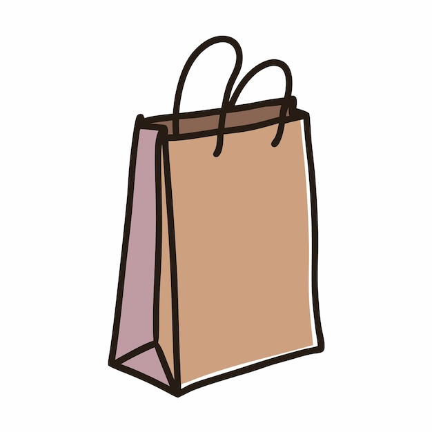 Bolsa de compras vectorial Icono de Doodle único en un fondo blanco aislado 17