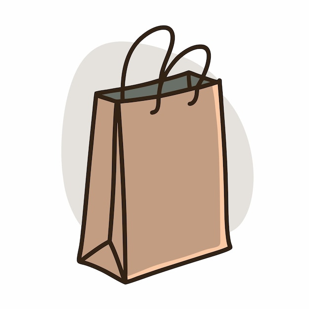 Bolsa de compras vectorial Icono de Doodle único en un fondo blanco aislado 3