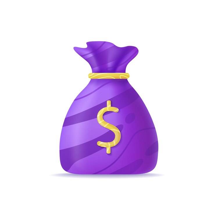 Bolsa de dinero 3d con icono de dólar Tasa de interés en efectivo Negocios y finanzas Ilustración vectorial