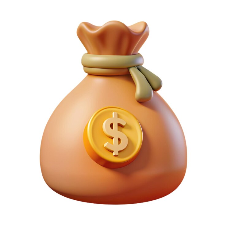 una bolsa de dinero en 3D