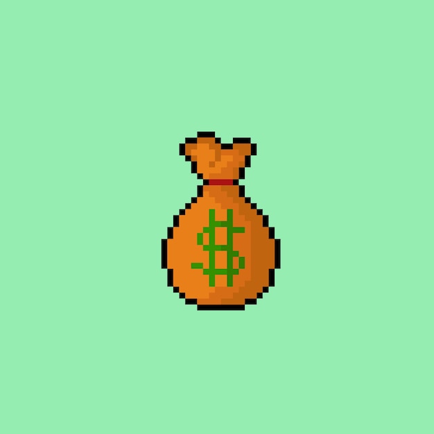 bolsa de dinero con estilo pixel art