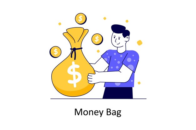 Bolsa de dinero Estilo plano Diseño Vector ilustración Stock ilustración