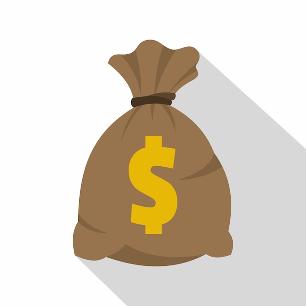 Bolsa de dinero con icono de signo de dólar estadounidense. ilustración plana de bolsa de dinero con icono de vector de signo de dólar estadounidense para web sobre fondo blanco