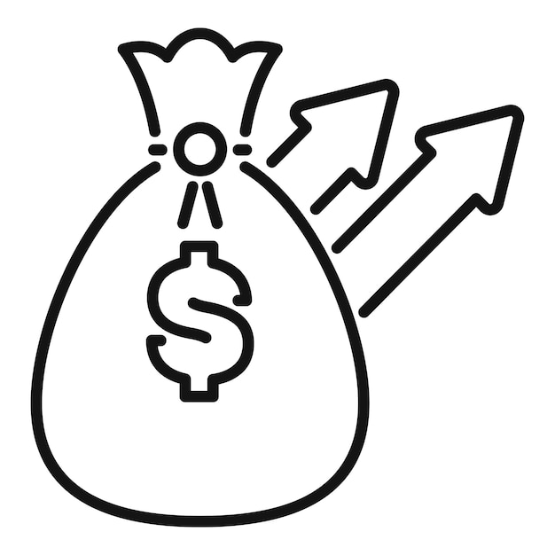 Bolsa de dinero que aumenta de valor con flechas hacia arriba que ilustran el crecimiento de la inversión