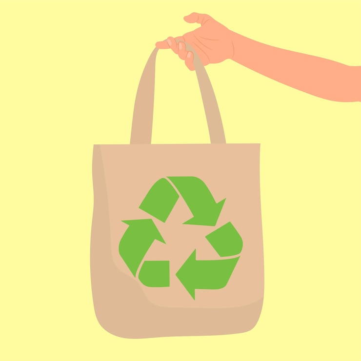 Vector bolsa ecológica de mano femenina