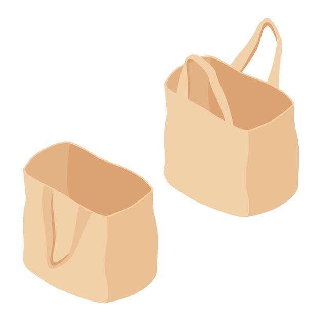 Bolsa de equipaje de lona de moda de color beige ecológico aislada sobre fondo blanco Bolsa reutilizable para el cultivo