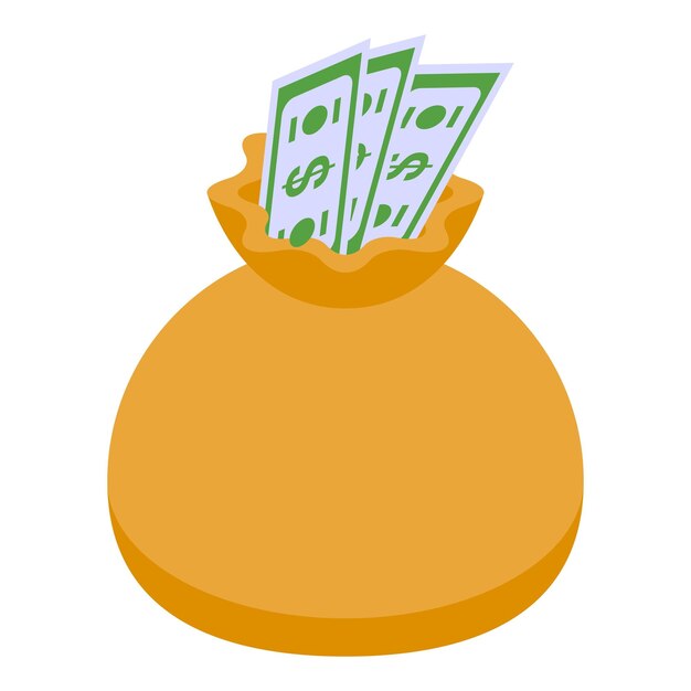 Una bolsa llena de dinero de pie con billetes de dólar