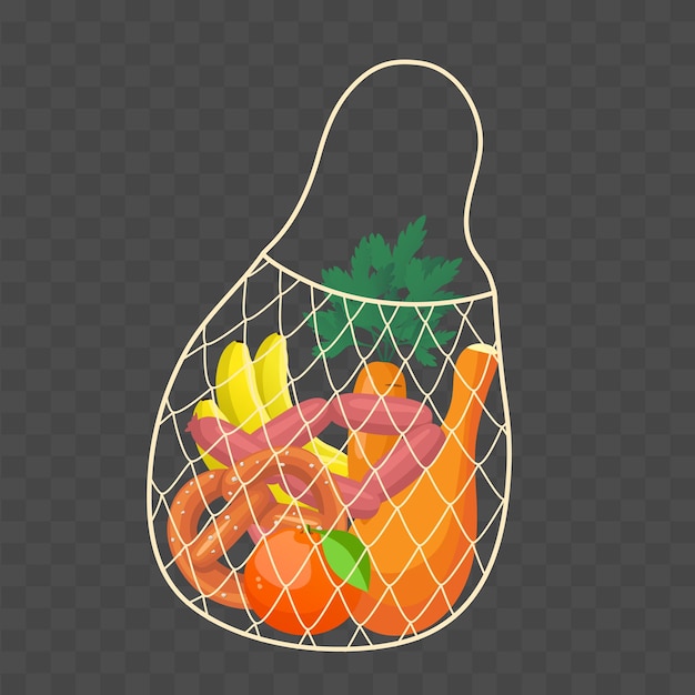 Vector bolsa de malla con alimentos vector clipart