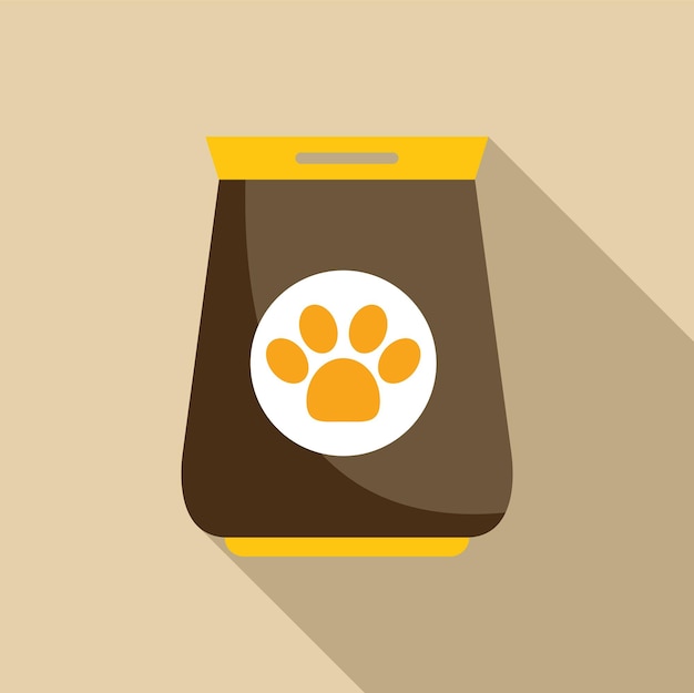Bolsa marrón de alimento para mascotas con huella de pata