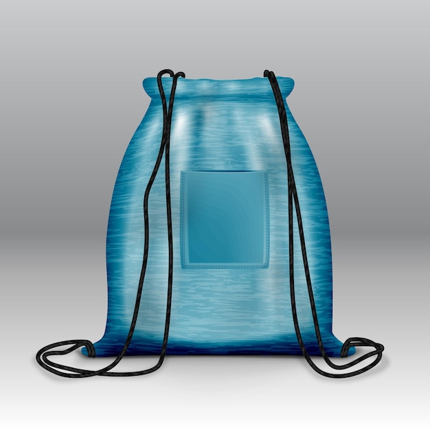 Bolsa de mochila deportiva azul simple realista aislada