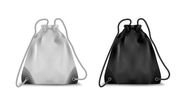 Bolsa de mochila deportiva en blanco y negro aislada