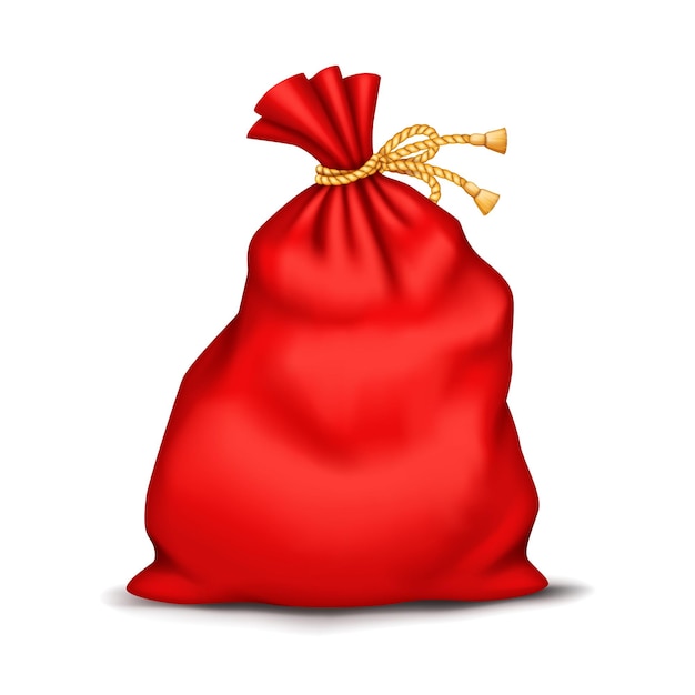 Bolsa de Navidad con regalos Ilustración vectorial realista
