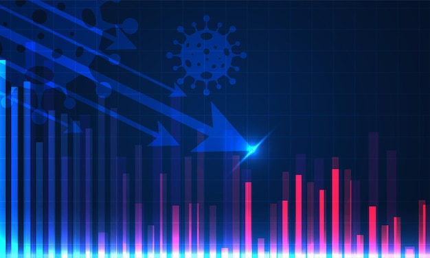 La bolsa o las acciones caen por el impacto del coronavirus o covid19.