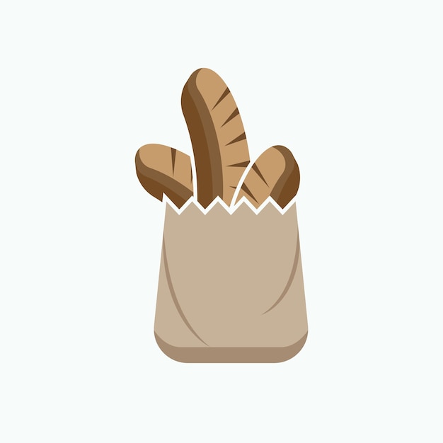 Bolsa de pan Ilustración Comida Merienda Envasado Compras Símbolo Vector