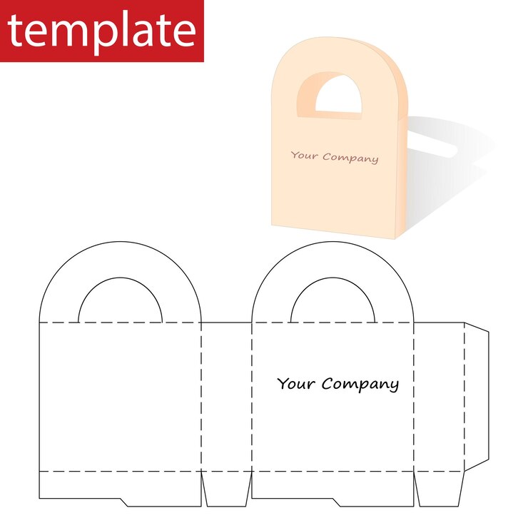 Vector bolsa de papel al por menor con plantilla de plano