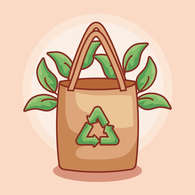 Bolsa de papel ecológica con hojas.
