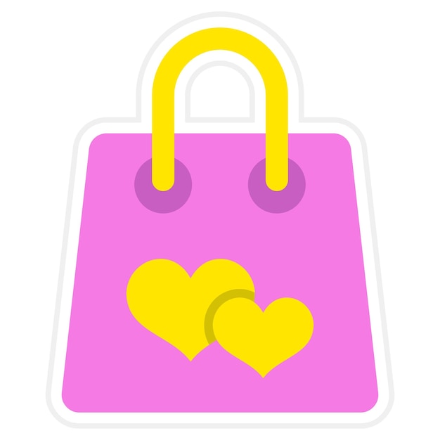 una bolsa rosa con corazones amarillos en ella