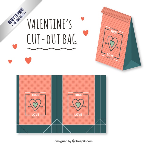 Bolsa de san valentín en estilo vintage