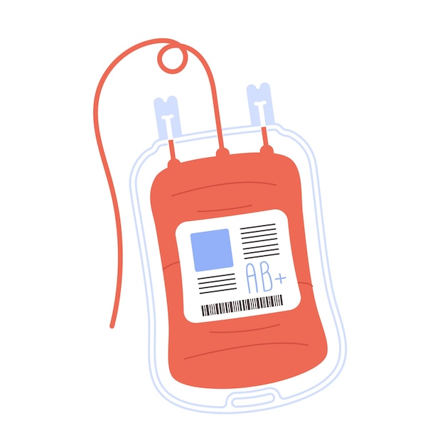 Bolsa de sangre aislada sobre un fondo blanco Bolsa de transfusión de sangre Concepto de donación