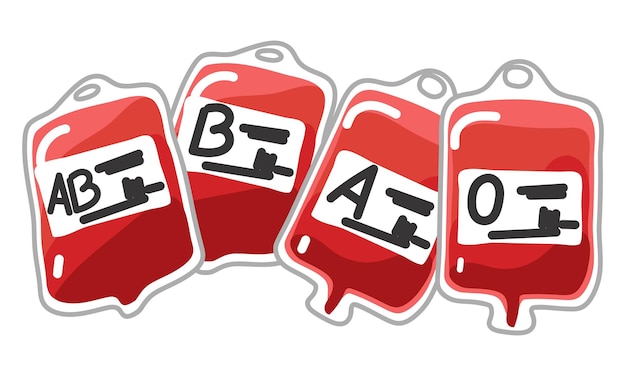 bolsa de sangre con una etiqueta de diferentes grupos sanguíneos A B O y sistema Rh ideas de donación de sangre para ayudar