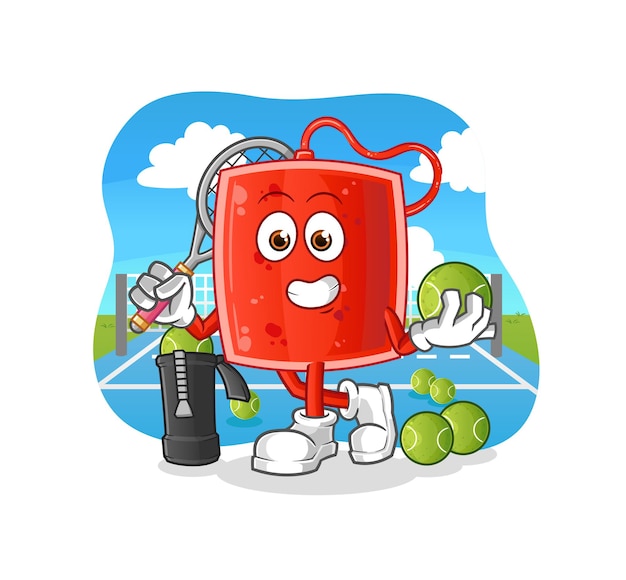 La bolsa de sangre juega a la ilustración de tenis. personaje