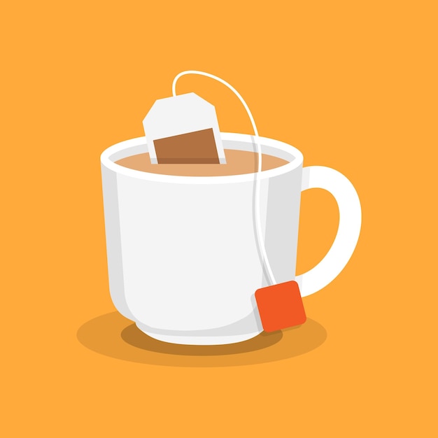 Vector bolsa de té en ilustración de icono de taza blanca en estilo plano ilustración de vector de bebida sobre fondo aislado concepto de negocio de signo de bebida fresca