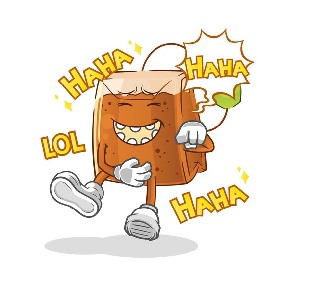 Bolsa de té Laugh Out Loud personaje de dibujos animados mascota vector