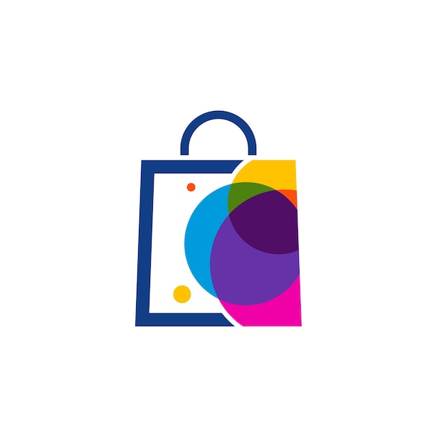 Bolsa de tienda colorida Plantilla de logotipo Diseño Vector Emblema Concepto Símbolo creativo Icono