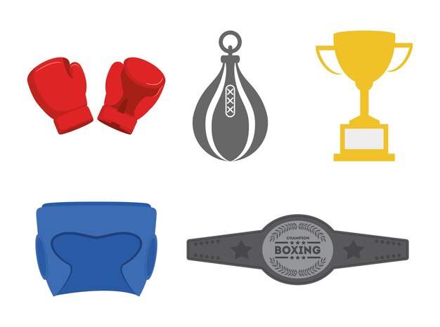 bolsa trofeo guante casco cinturón boxeo icono de entrenamiento deportivo