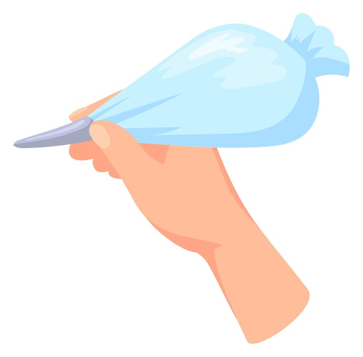 Vector bolsa de tubería de crema de mano icono de dibujos animados de glaseado