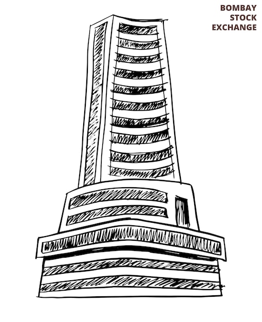 Vector bolsa de valores de bombay edificio de bse dibujo a mano de mumbai india vector