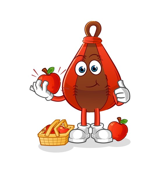 Bolsa de velocidad comiendo una ilustración de manzana. vector de personaje